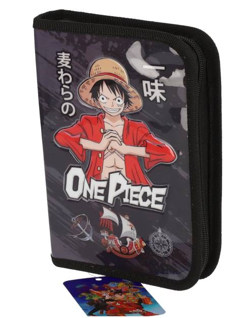 Penar 3D One Piece Negru cu 1 Fermoar si 2 Extensii Neechipat Anime pentru Scoala